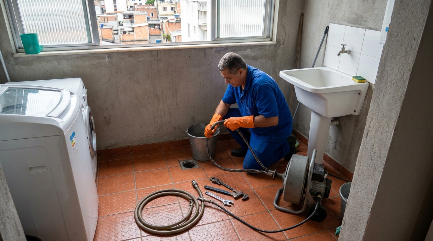 Desentupimento de ralo com equipamento em Taubaté‑SP