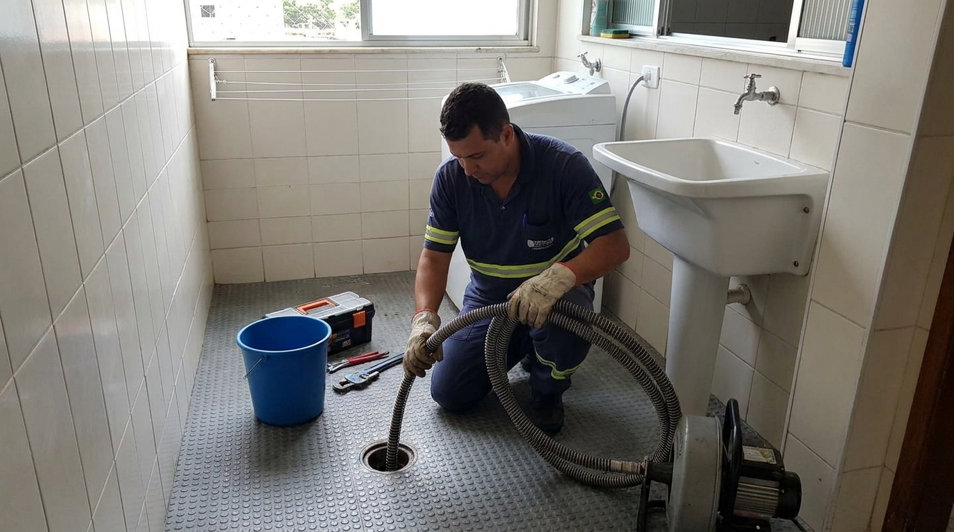 Desentupimento de ralo residencial em Taubaté‑SP